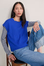 Marnie Long Sleeve Jersey Scoop Top - Midnight/Ivory Stripe