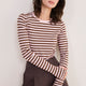 Marnie Long Sleeve Jersey Top - Blush Pink/Toffee Stripe
