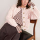Marnie Long Sleeve Jersey Top - Blush Pink/Toffee Stripe