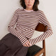 Marnie Long Sleeve Jersey Top - Blush Pink/Toffee Stripe
