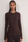 Marnie Long Sleeve Jersey Top - Chocolate/Black Stripe