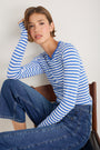 Marnie Long Sleeve Jersey Top - Cobalt/Ivory Stripe