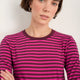 Marnie Long Sleeve Jersey Top - Deep Fig/Pink Stripe