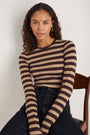 Marnie Long Sleeve Jersey Top - Metallic Stripe