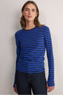Marnie Long Sleeve Jersey Top - Midnight/Cobalt Stripe