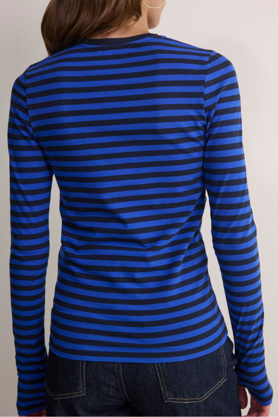 Marnie Long Sleeve Jersey Top - Midnight/Cobalt Stripe