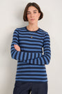 Marnie Long Sleeve Jersey Top - Midnight/Denim Blue Stripe