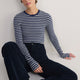 Marnie Long Sleeve Jersey Top - Midnight/Grey Stripe