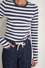 Marnie Long Sleeve Jersey Top - Midnight/Ivory Stripe