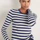 Marnie Long Sleeve Jersey Top - Midnight/Ivory Stripe