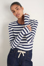 Marnie Long Sleeve Jersey Top - Midnight/Ivory Stripe