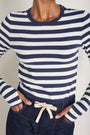Marnie Long Sleeve Jersey Top - Midnight/Ivory Stripe