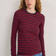 Marnie Long Sleeve Jersey Top - Midnight/Red/Plum Stripe