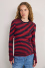 Marnie Long Sleeve Jersey Top - Midnight/Red/Plum Stripe