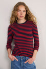 Marnie Long Sleeve Jersey Top - Midnight/Red/Plum Stripe