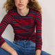 Marnie Long Sleeve Jersey Top - Midnight/Red/Plum Stripe