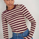 Marnie Long Sleeve Jersey Top - Oat/Deep Fig Stripe