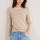 Marnie Long Sleeve Jersey Top - Oat/Ivory Stripe