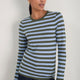 Marnie Long Sleeve Jersey Top - Denim Blue/Olive Stripe