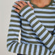 Marnie Long Sleeve Jersey Top - Denim Blue/Olive Stripe