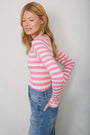 Marnie Long Sleeve Jersey Top - Sorbet Pink/Ivory Stripe