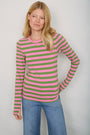 Marnie Long Sleeve Jersey Top - Sorbet Pink/Peridot Green Stripe