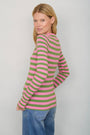 Marnie Long Sleeve Jersey Top - Sorbet Pink/Peridot Green Stripe
