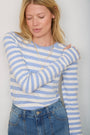 Marnie Long Sleeve Jersey Top - Denim Blue/Ivory Stripe