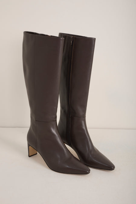 Martha Knee High Leather Boot - Espresso