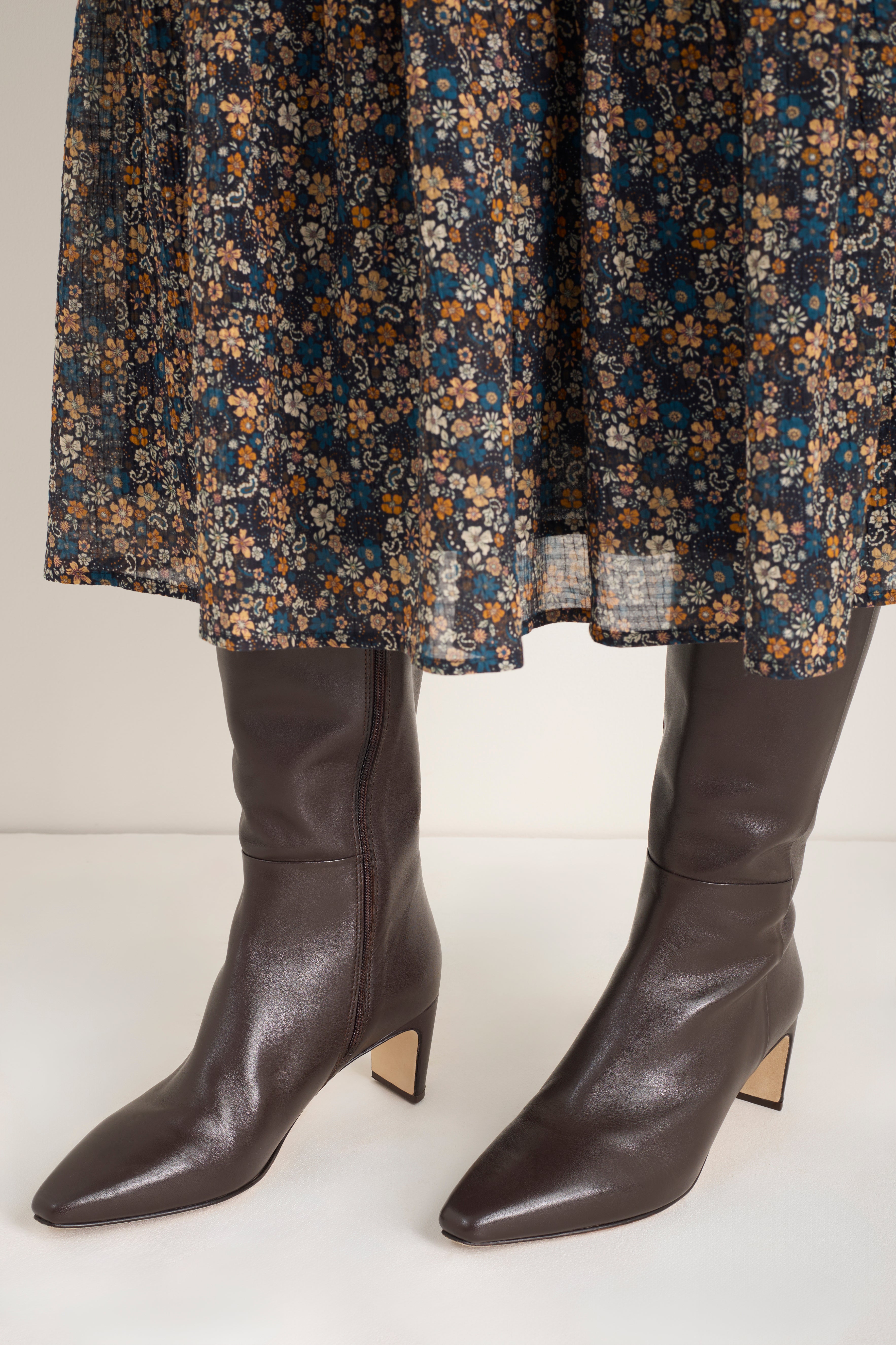 Martha Knee High Leather Boot - Espresso