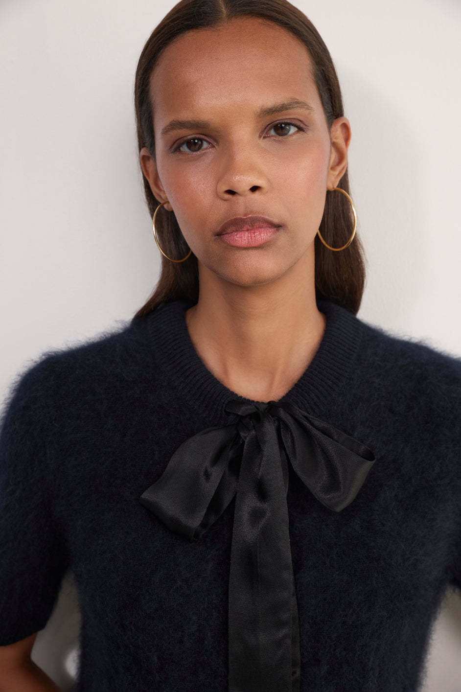 Maude Tie Neck Cardigan - Black