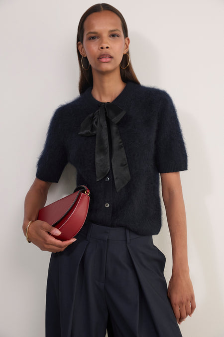 Maude Tie Neck Cardigan - Black