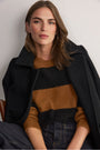 Melanie Brushed Jumper - Black/Cognac Stripe