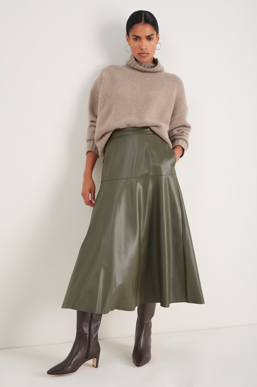 Melina Faux Leather Skirt - Dark Olive