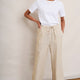 Melina Linen Trouser - Beige/Ivory