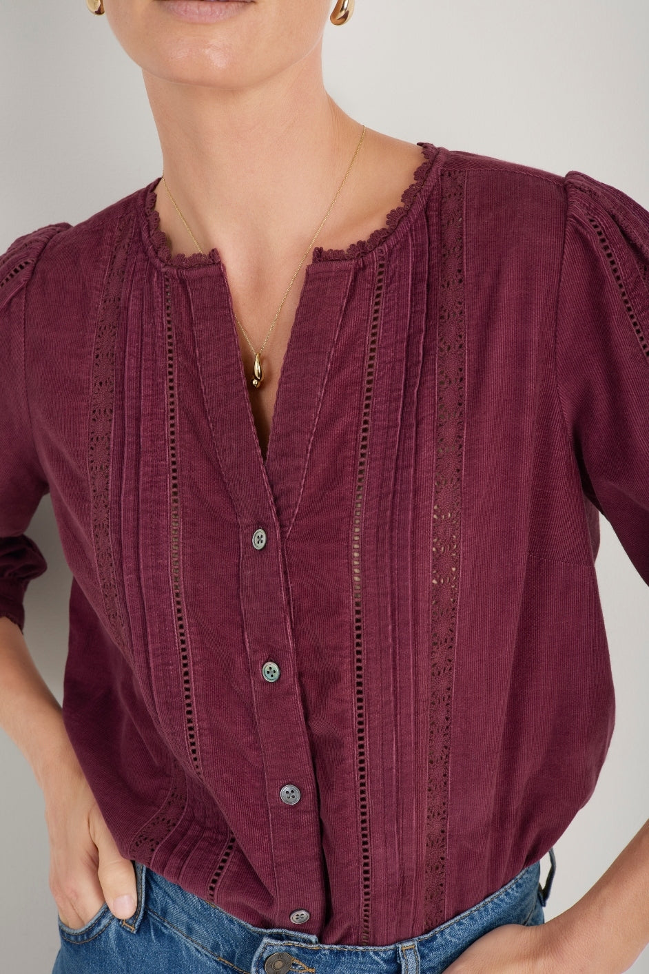 Melissa Cord Blouse - Deep Fig
