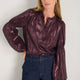 Melly Lame Blouse - Deep Fig
