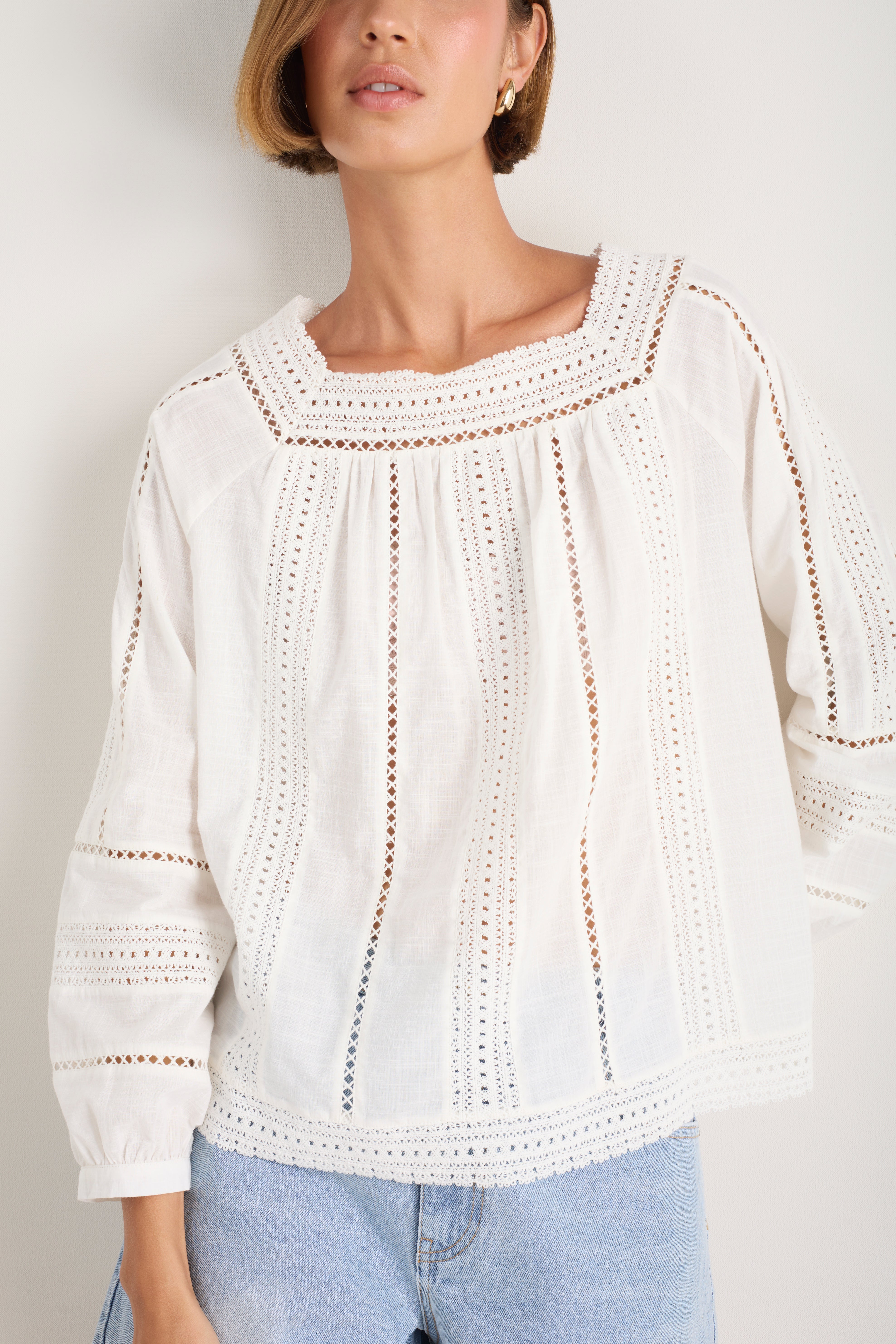 Melody Square Neck Top - Ivory