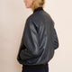 Milana Leather Bomber Jacket - Blue/Black