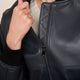 Milana Leather Bomber Jacket - Blue/Black