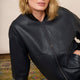 Milana Leather Bomber Jacket - Blue/Black