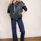 Milana Faux Leather Bomber Jacket - Blue/Black