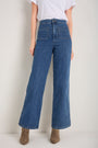 Mollie Patch Pocket Flare Jean - Mid Wash