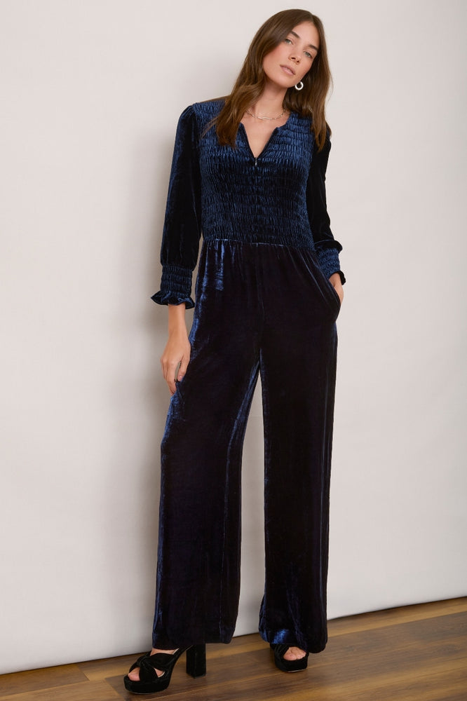 Monique Silk Velvet Jumpsuit - Midnight