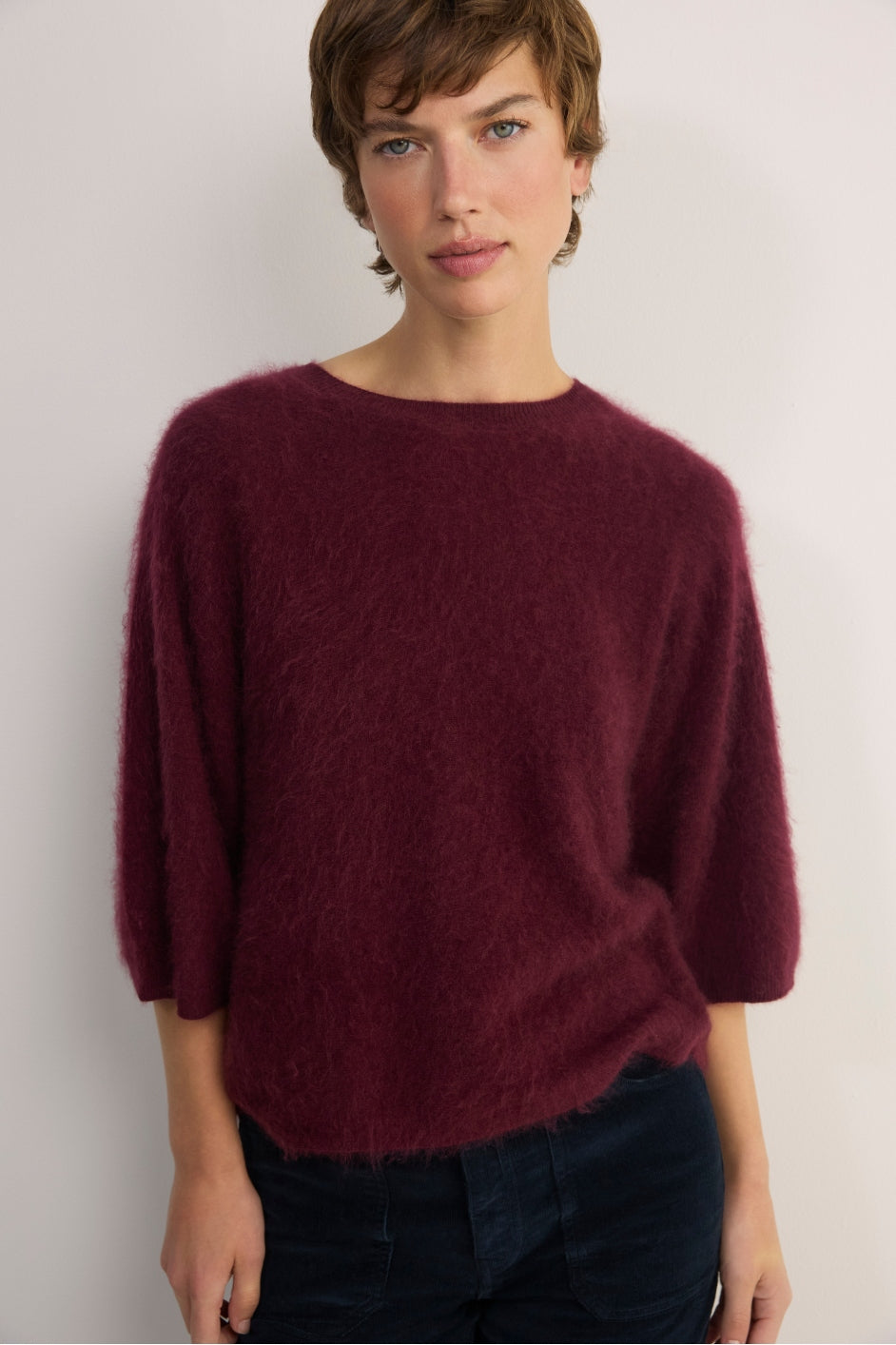 Myla Brushed Knitted Top - Aubergine
