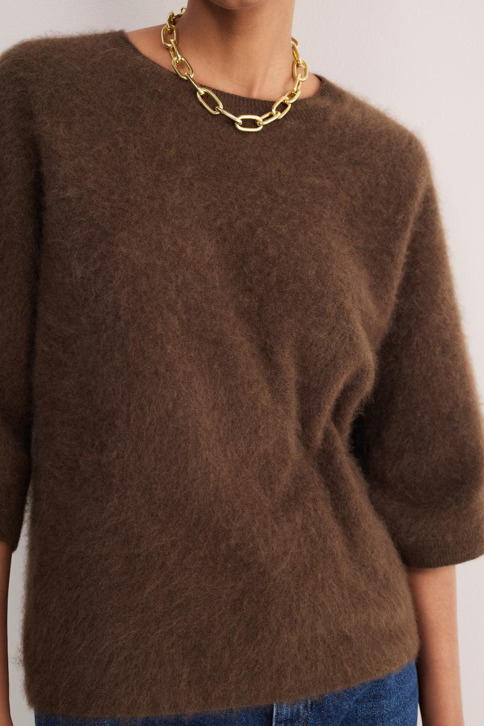 Myla Brushed Knitted Top - Chocolate