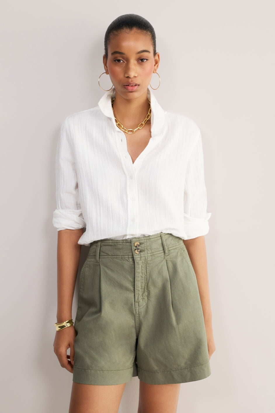 Myla Pleat Front Short - Olivine