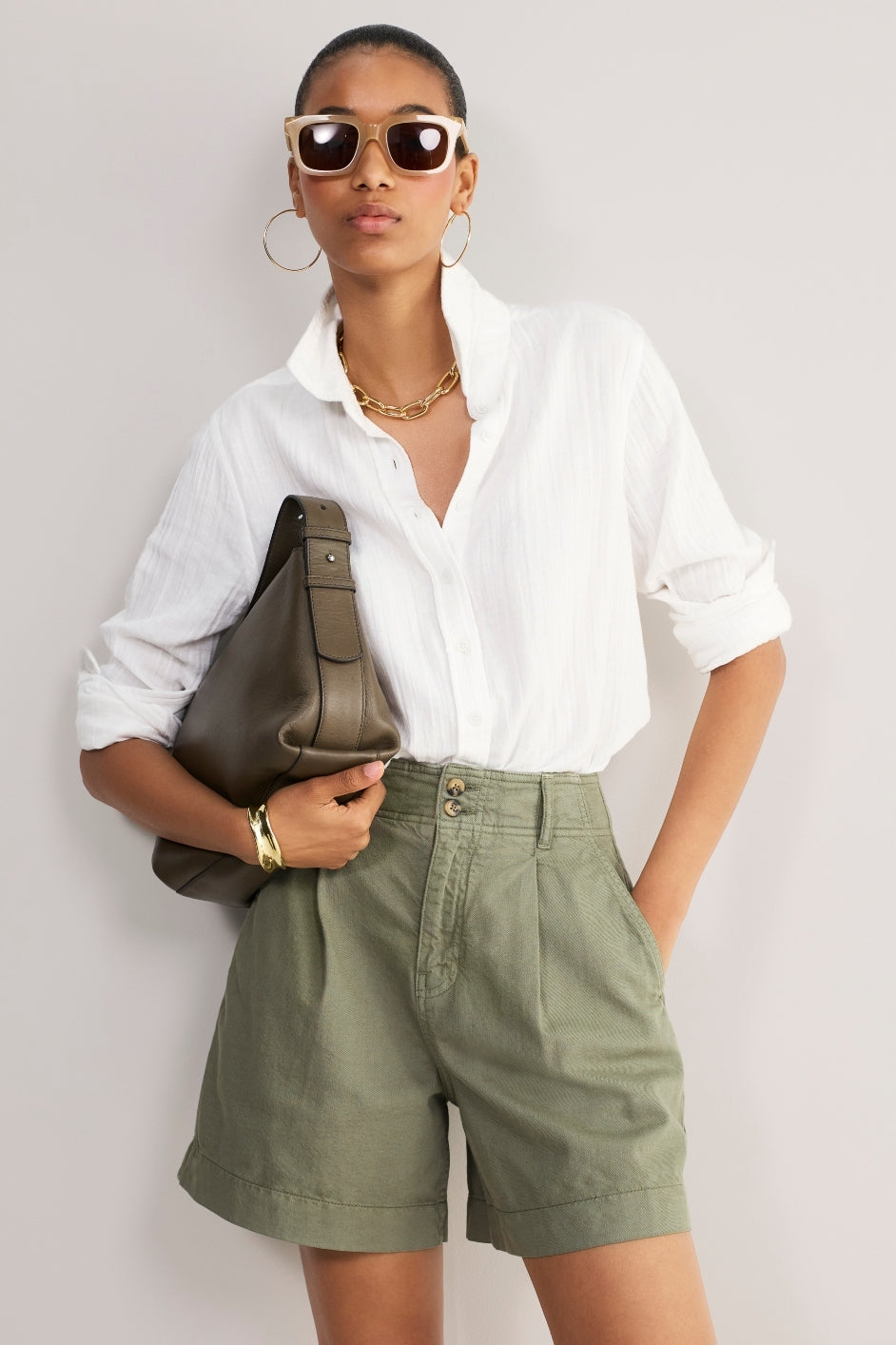 Myla Pleat Front Short - Olivine