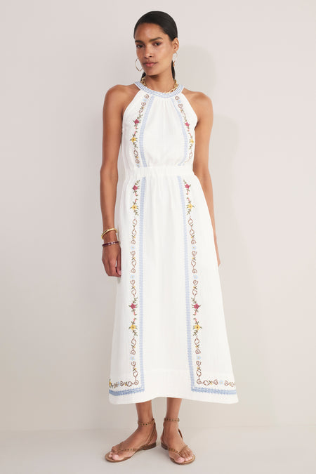 Mylah Dress - White Embroidered