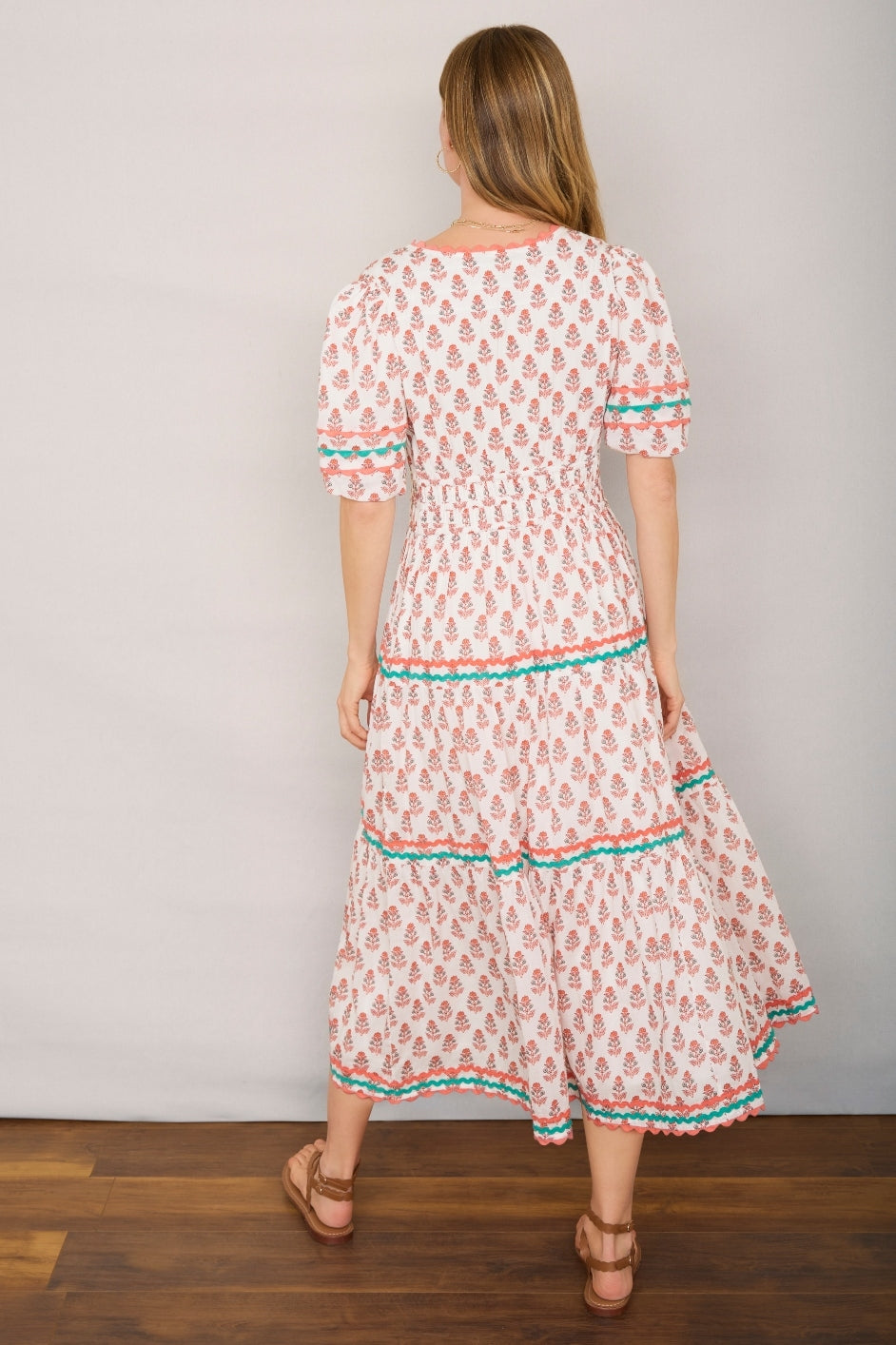 Narissa Dress - Ivory Woodblock Print